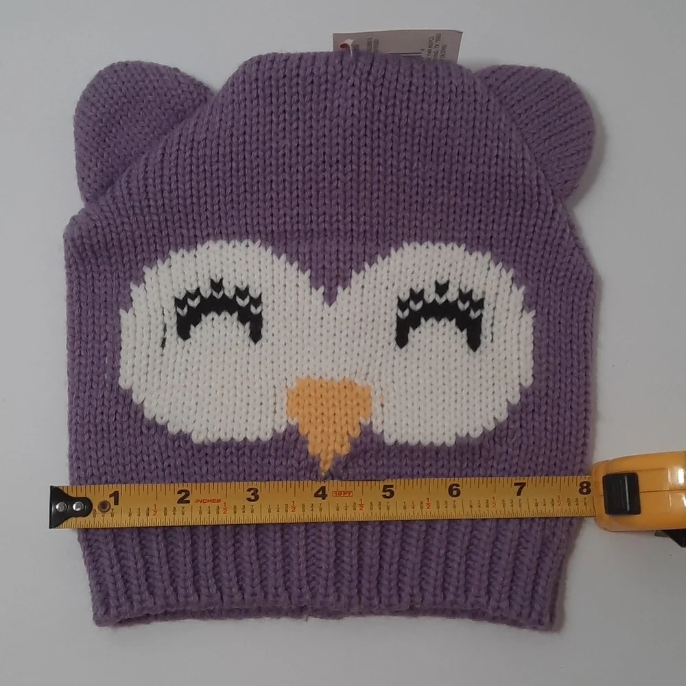 💥 3/$20 Promo - Creatology Little Girl's Lilac Owl Knit Hat & Rainbow Headband